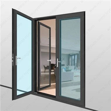 Porta a battente in alluminio con rete