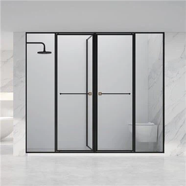 Bagno con doccia con struttura in acciaio inossidabile